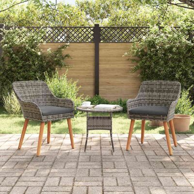 vidaXL Gartenstuhl mit Kissen 2 pcs Grau 62,5 x 55 x 82 cm Poly-Rattan - Grau vidaXL Gartenstuhl mit Kissen 2 pcs Grau 62,5 x 55 x 82 cm Poly-Rattan - Grau
