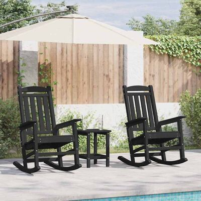 vidaXL Schaukelstuhl 2 pcs Schwarz 92 x 70 x 108 cm Polyethylen - Schwarz vidaXL Schaukelstuhl 2 pcs Schwarz 92 x 70 x 108 cm Polyethylen - Schwarz