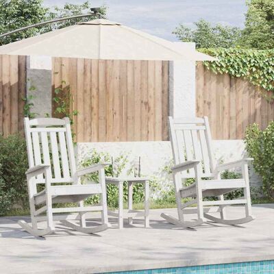 vidaXL Schaukelstuhl 3 pcs Weiß Polyethylen - Weiß vidaXL Schaukelstuhl 3 pcs Weiß Polyethylen - Weiß