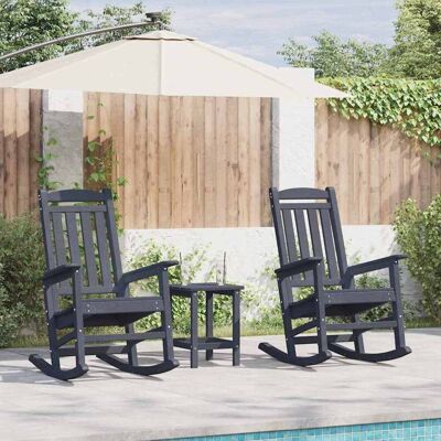 vidaXL Schaukelstuhl 3 pcs Marineblau Polyethylen - Marineblau vidaXL Schaukelstuhl 3 pcs Marineblau Polyethylen - Marineblau