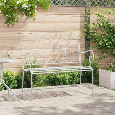 vidaXL Gartenbank Antik Weiß 104 x 54 x 93 cm Stahl - Weiß vidaXL Gartenbank Antik Weiß 104 x 54 x 93 cm Stahl - Weiß