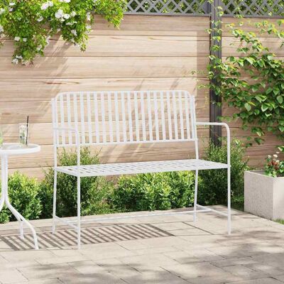 vidaXL Gartenbank Einfarbig Weiß 103,5 x 51,5 x 90 cm Stahl - Weiß vidaXL Gartenbank Einfarbig Weiß 103,5 x 51,5 x 90 cm Stahl - Weiß