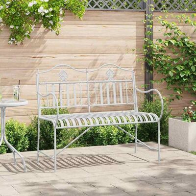 vidaXL Gartenbank Antik Weiß 103,5 x 59 x 89 cm Stahl - Weiß vidaXL Gartenbank Antik Weiß 103,5 x 59 x 89 cm Stahl - Weiß