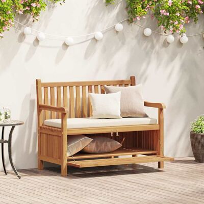 vidaXL Gartenbank mit Speicher 114 x 60 x 90 cm Massivholz Teak - Braun vidaXL Gartenbank mit Speicher 114 x 60 x 90 cm Massivholz Teak - Braun