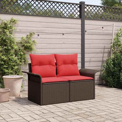 vidaXL Garten-Sofa mit Kissen 141 x 62 x 69 cm Poly-Rattan - Braun vidaXL Garten-Sofa mit Kissen 141 x 62 x 69 cm Poly-Rattan - Braun