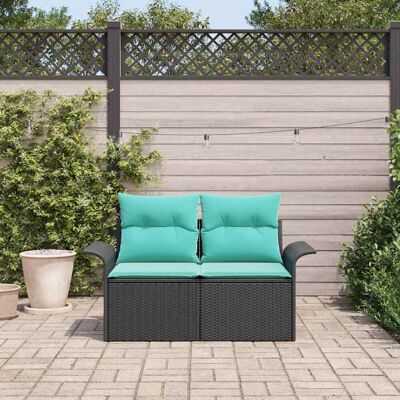 vidaXL Garten-Sofa mit Kissen 141 x 62 x 69 cm Poly-Rattan - Schwarz vidaXL Garten-Sofa mit Kissen 141 x 62 x 69 cm Poly-Rattan - Schwarz