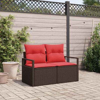 vidaXL Garten-Sofa mit Kissen 120 x 62 x 69 cm Poly-Rattan - Braun vidaXL Garten-Sofa mit Kissen 120 x 62 x 69 cm Poly-Rattan - Braun