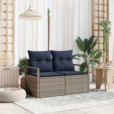 vidaXL Garten-Sofa mit Kissen 120 x 62 x 69 cm Poly-Rattan - Grau vidaXL Garten-Sofa mit Kissen 120 x 62 x 69 cm Poly-Rattan - Grau