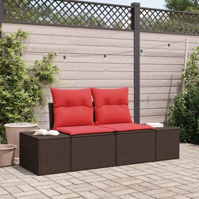 vidaXL Garten-Sofa mit Kissen 184 x 62 x 69 cm Poly-Rattan - Braun vidaXL Garten-Sofa mit Kissen 184 x 62 x 69 cm Poly-Rattan - Braun
