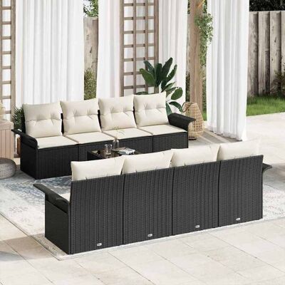 vidaXL Gartensofa-set mit Kissen 9 pcs Schwarz Poly-Rattan - Schwarz vidaXL Gartensofa-set mit Kissen 9 pcs Schwarz Poly-Rattan - Schwarz