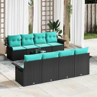 vidaXL Gartensofa-set mit Kissen 9 pcs Schwarz Poly-Rattan - Schwarz vidaXL Gartensofa-set mit Kissen 9 pcs Schwarz Poly-Rattan - Schwarz