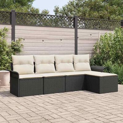 vidaXL Outdoor-Sofa mit Kissen 5 pcs Schwarz Poly-Rattan - Schwarz vidaXL Outdoor-Sofa mit Kissen 5 pcs Schwarz Poly-Rattan - Schwarz