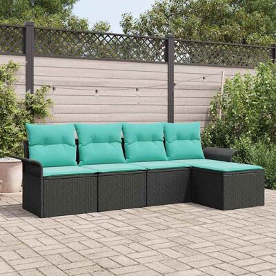 vidaXL Gartensofa-set mit Kissen 5 pcs Schwarz Poly-Rattan - Schwarz vidaXL Gartensofa-set mit Kissen 5 pcs Schwarz Poly-Rattan - Schwarz