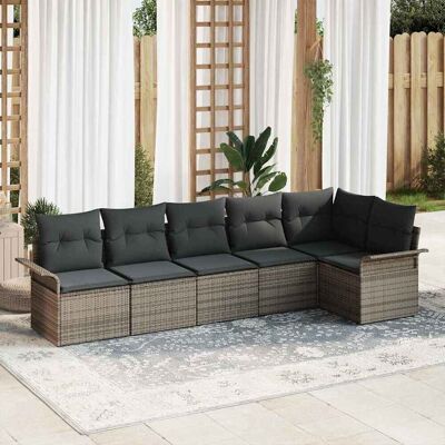 vidaXL Gartensofa-set mit Kissen 6 pcs Grau Poly-Rattan - Grau vidaXL Gartensofa-set mit Kissen 6 pcs Grau Poly-Rattan - Grau