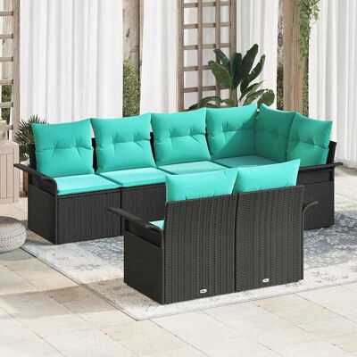 vidaXL Gartensofa-set mit Kissen 7 pcs Schwarz Poly-Rattan - Schwarz vidaXL Gartensofa-set mit Kissen 7 pcs Schwarz Poly-Rattan - Schwarz