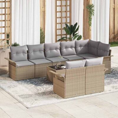 Vidaxl Gartensofa-Set - 9-teiliges Modular Outdoor Beige Grau Vidaxl Gartensofa-Set - 9-teiliges Modular Outdoor Beige Grau