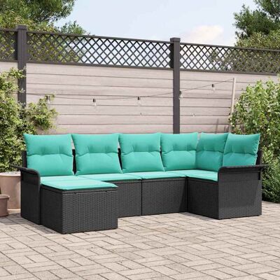 vidaXL Gartensofa-set mit Kissen 6 pcs Schwarz Poly-Rattan - Schwarz vidaXL Gartensofa-set mit Kissen 6 pcs Schwarz Poly-Rattan - Schwarz