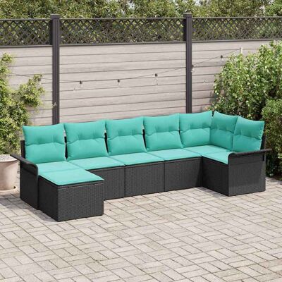 vidaXL Gartensofa-set mit Kissen 7 pcs Schwarz Poly-Rattan - Schwarz vidaXL Gartensofa-set mit Kissen 7 pcs Schwarz Poly-Rattan - Schwarz