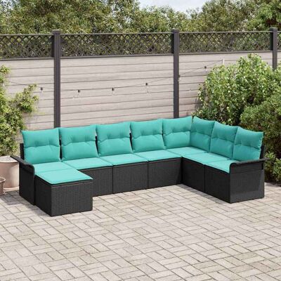 vidaXL Gartensofa-set mit Kissen 8 pcs Schwarz Poly-Rattan - Schwarz vidaXL Gartensofa-set mit Kissen 8 pcs Schwarz Poly-Rattan - Schwarz