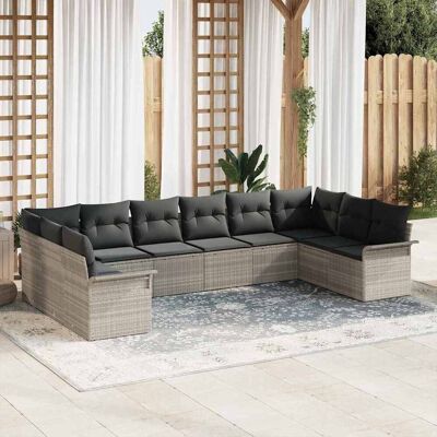 vidaXL Gartensofa-set mit Kissen 10 pcs Hellgrau Poly-Rattan - Hellgrau vidaXL Gartensofa-set mit Kissen 10 pcs Hellgrau Poly-Rattan - Hellgrau