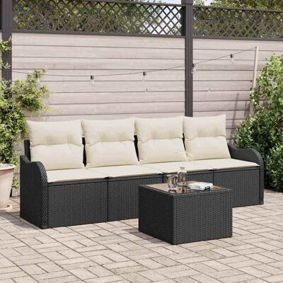 vidaXL Gartensofa-set Schwarz Poly-Rattan - Schwarz vidaXL Gartensofa-set Schwarz Poly-Rattan - Schwarz