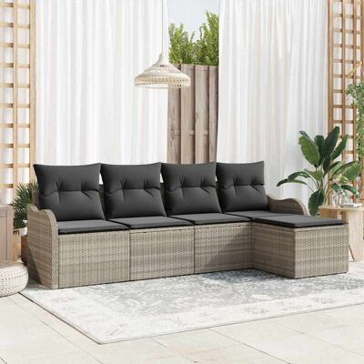 vidaXL Gartensofa-set 5 pcs Hellgrau Poly-Rattan - Hellgrau vidaXL Gartensofa-set 5 pcs Hellgrau Poly-Rattan - Hellgrau