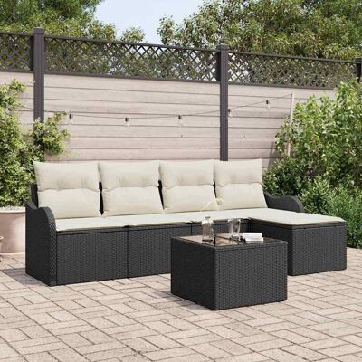 vidaXL Gartensofa-set 6 pcs Schwarz Poly-Rattan - Schwarz vidaXL Gartensofa-set 6 pcs Schwarz Poly-Rattan - Schwarz