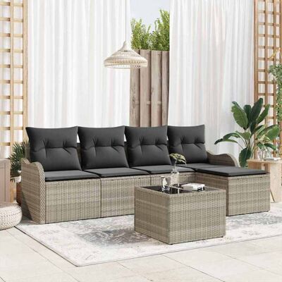 vidaXL Gartensofa-set 6 pcs Hellgrau Poly-Rattan - Hellgrau vidaXL Gartensofa-set 6 pcs Hellgrau Poly-Rattan - Hellgrau