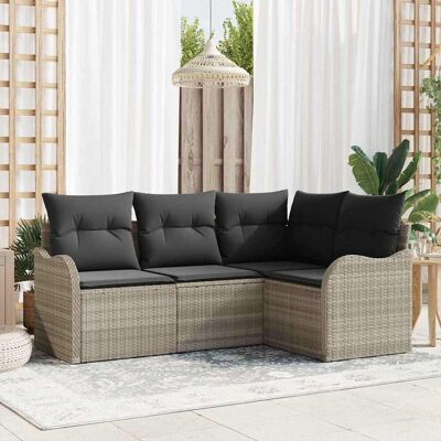 vidaXL Gartensofa-set 4 pcs Hellgrau Poly-Rattan - Hellgrau vidaXL Gartensofa-set 4 pcs Hellgrau Poly-Rattan - Hellgrau