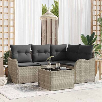 vidaXL Gartensofa-set Hellgrau Poly-Rattan - Hellgrau vidaXL Gartensofa-set Hellgrau Poly-Rattan - Hellgrau
