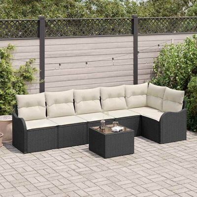 vidaXL Gartensofa-set Schwarz Poly-Rattan - Schwarz vidaXL Gartensofa-set Schwarz Poly-Rattan - Schwarz