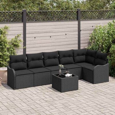 vidaXL Gartensofa-set 7 pcs Schwarz Poly-Rattan - Schwarz vidaXL Gartensofa-set 7 pcs Schwarz Poly-Rattan - Schwarz