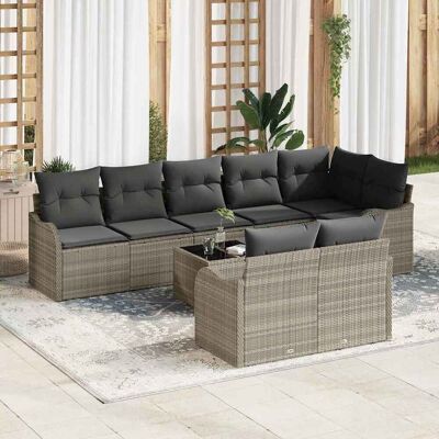 vidaXL Gartensofa-set 9 pcs Hellgrau Poly-Rattan - Hellgrau vidaXL Gartensofa-set 9 pcs Hellgrau Poly-Rattan - Hellgrau