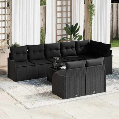 vidaXL Gartensofa-set 9 pcs Schwarz Poly-Rattan - Schwarz vidaXL Gartensofa-set 9 pcs Schwarz Poly-Rattan - Schwarz