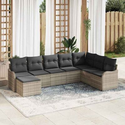 vidaXL Gartensofa-set 8 pcs Hellgrau Poly-Rattan - Hellgrau vidaXL Gartensofa-set 8 pcs Hellgrau Poly-Rattan - Hellgrau