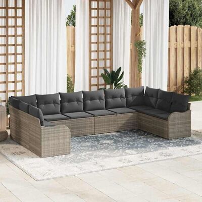 vidaXL Gartensofa-set 10 pcs Hellgrau Poly-Rattan - Hellgrau vidaXL Gartensofa-set 10 pcs Hellgrau Poly-Rattan - Hellgrau