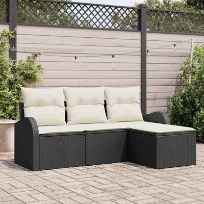 vidaXL Gartensofa-set Schwarz Poly-Rattan - Schwarz vidaXL Gartensofa-set Schwarz Poly-Rattan - Schwarz