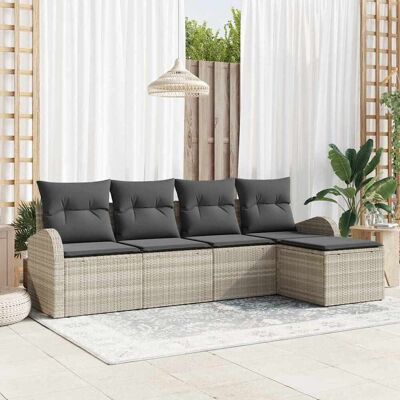 vidaXL Gartensofa-set 5 pcs Hellgrau Poly-Rattan - Hellgrau vidaXL Gartensofa-set 5 pcs Hellgrau Poly-Rattan - Hellgrau