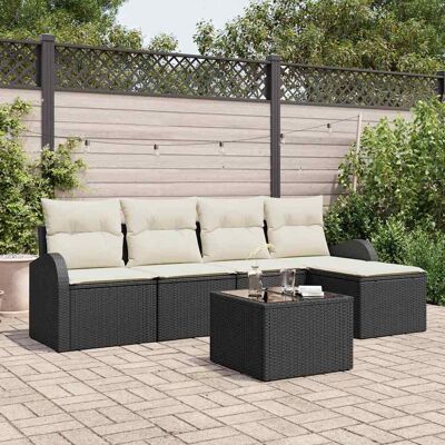 vidaXL Gartensofa-set Schwarz Poly-Rattan - Schwarz vidaXL Gartensofa-set Schwarz Poly-Rattan - Schwarz