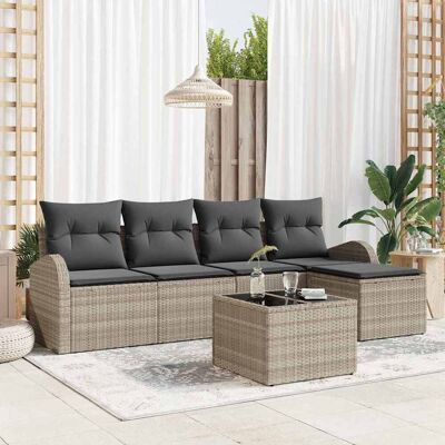 vidaXL Gartensofa-set 6 pcs Hellgrau Poly-Rattan - Hellgrau vidaXL Gartensofa-set 6 pcs Hellgrau Poly-Rattan - Hellgrau