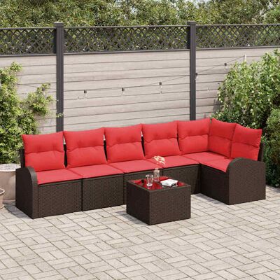 vidaXL Gartensofa-set 7 pcs Braun Poly-Rattan - Braun vidaXL Gartensofa-set 7 pcs Braun Poly-Rattan - Braun