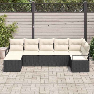 vidaXL Sofa Set mit Kissen 7 pcs Schwarz Poly Rattan - Schwarz vidaXL Sofa Set mit Kissen 7 pcs Schwarz Poly Rattan - Schwarz