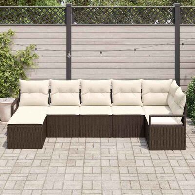 vidaXL Sofa Set 7 pcs Braun Poly-Rattan - Braun vidaXL Sofa Set 7 pcs Braun Poly-Rattan - Braun
