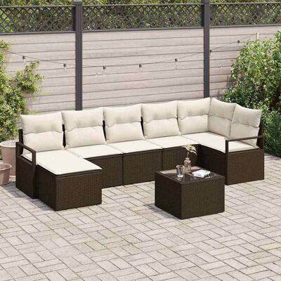 vidaXL Sofa Set 8 pcs Braun Poly-Rattan - Braun vidaXL Sofa Set 8 pcs Braun Poly-Rattan - Braun
