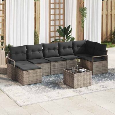 vidaXL Sofa Set mit Kissen 8 pcs Grau Poly Rattan - Grau vidaXL Sofa Set mit Kissen 8 pcs Grau Poly Rattan - Grau