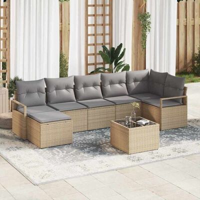 vidaXL Sofa Set mit Kissen 8 pcs Beige Poly Rattan - Beige vidaXL Sofa Set mit Kissen 8 pcs Beige Poly Rattan - Beige