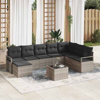 vidaXL Sofa Set mit Kissen 8 pcs Hellgrau Poly Rattan - Hellgrau vidaXL Sofa Set mit Kissen 8 pcs Hellgrau Poly Rattan - Hellgrau
