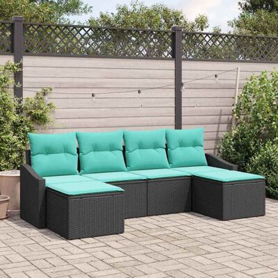 vidaXL Sofa Set mit Kissen 6 pcs Schwarz Poly-Rattan - Schwarz vidaXL Sofa Set mit Kissen 6 pcs Schwarz Poly-Rattan - Schwarz