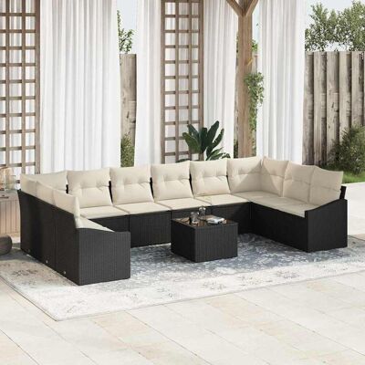 vidaXL Sofa Set mit Kissen 11 pcs Schwarz Poly Rattan - Schwarz vidaXL Sofa Set mit Kissen 11 pcs Schwarz Poly Rattan - Schwarz