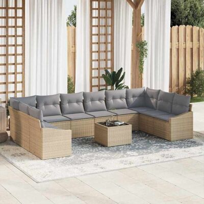 vidaXL Sofa Set mit Kissen 11 pcs Beige Poly-Rattan - Beige vidaXL Sofa Set mit Kissen 11 pcs Beige Poly-Rattan - Beige